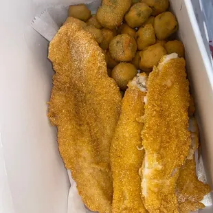 2 Pieces Fried Catfish with fried Okra