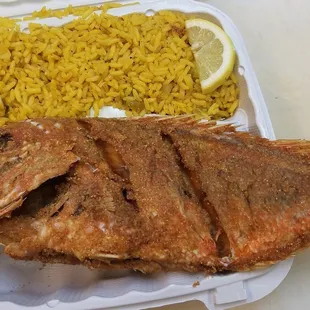 a meal in a styrofoam container