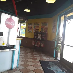 the inside of a fast food restaurant