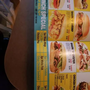 a menu for a restaurant