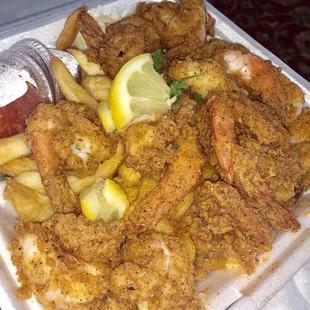 1 pound shrimp and fry $21.99