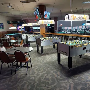 Foosball tables.
