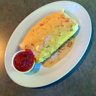 Chicken Burrito with Queso