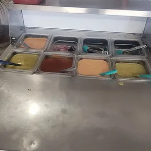 Open salsa bar with house made sauces