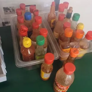Tons of hot sauce to choose from