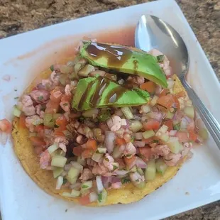 Shrimp ceviche tostada