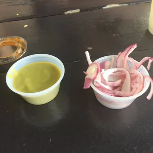 More condiments from the salsa bar.! Those are raw red onions.  Nice, but imagine if they were pickled.