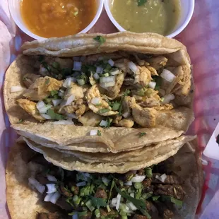 One chicken and one steak taco. Monday(only) fiesta night!!!