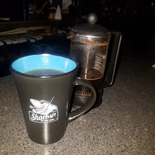 Yes ... that is a personal French press!!! The owner grinds fresh coffee beans daily!!!