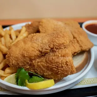 Three piece catfish fillet