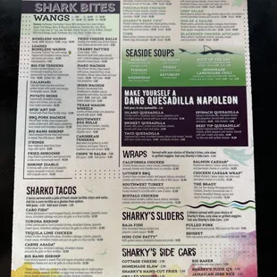Menu front side