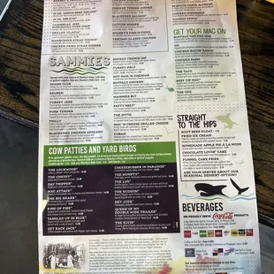 One side of the menu