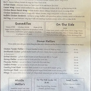 Lunch menu