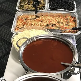 a long table of food
