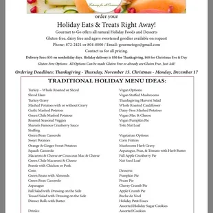 the holiday menu