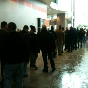 1/3 of the line to get it. It must stretch over 100 yards. God bless the 2nd amendment.