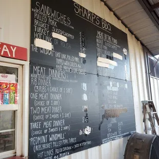 a menu on the wall