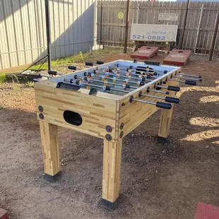 Outdoor games available, including foosball!