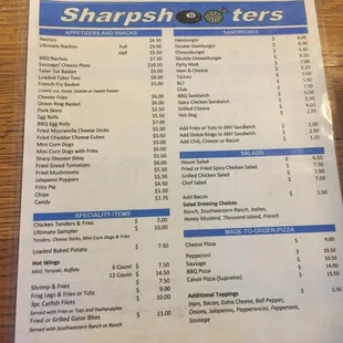 The menu