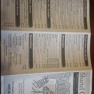 Front of menu