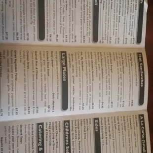 Back of menu