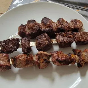 Meat skewers, Lula kebab, beef kebab and lamb