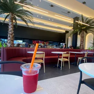 Pomegranate juice at a back table
