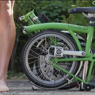 Folded bike doesn't even reach knee.