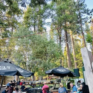 tables and umbrellas