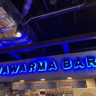 a sign for shawarma bar