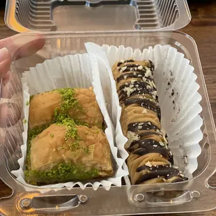 Baklava and pistachio rolls