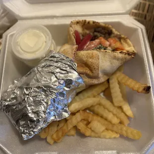 wrap and french fries