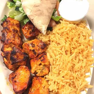 Chicken shish kabab platter