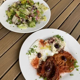 Greek salad and dip sampler plate