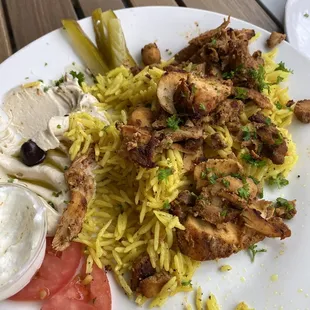 Chicken Shawarma Plate (upgraded fried to rice)