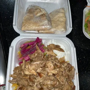 Chicken Shawarma with Rice and pita bread