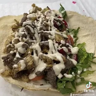 Beef and chicken shawarma