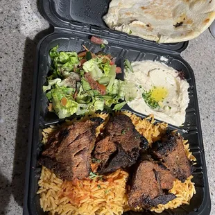 Dry lamb.  Old salad.