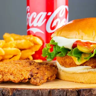 a chicken sandwich and fries