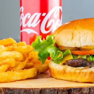 a burger and french fries