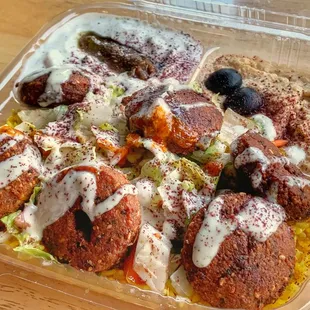 Falafel Over Rice Plate