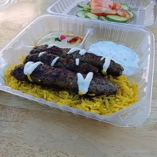 Very well seasoned rice and excellent kabob to boot...