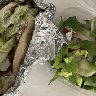 Beef and Lamb Pita with Side Greek Salad Combo