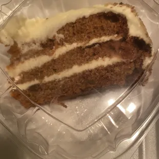 a piece of cake in a plastic container