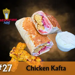 a chicken kafta with a side of potato chips