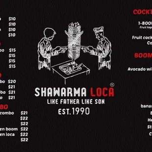 SHAWARMA LOCA MENU