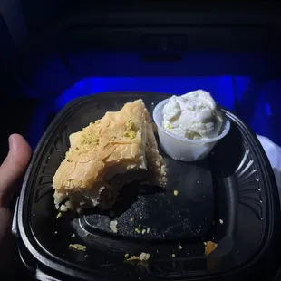 Baklava woooowwww took a couple bites in the car. Wow wow wow. Get it!!!!! Best I&apos;ve ever had.