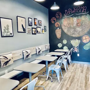 tables and chairs in a restaurant