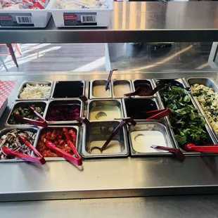 Our great home made toppings and sauces!!