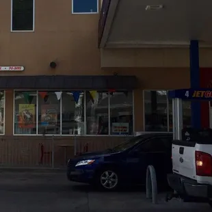 LOCATED IN THE JETGO GAS STATION, it is a great addition. Super clean open kitchen, big non-Medierranean menu too.